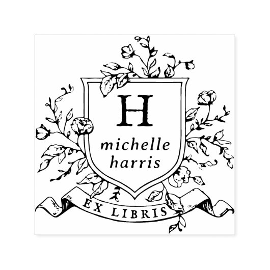  monogram Crest Ex Libris Eigen naamboek Zelfinktende Stempel (Design)