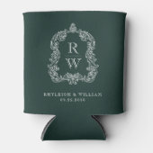 Monogram Crest Forest Green Wedding Blikjeskoeler (Voorkant)