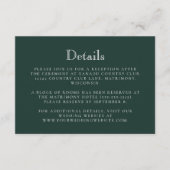 Monogram Crest Forest Green Wedding Details Informatiekaartje (Voorkant)