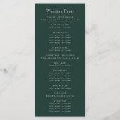 Monogram Crest Forest Green Wedding Programmakaart (Achterkant)