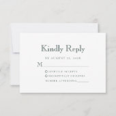 Monogram Crest Forest Green Wedding RSVP Kaartje (Achterkant)