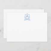 Monogram Crest Gepersonaliseerde Flat Note Kaart Notitiekaartje (Voorkant / Achterkant)
