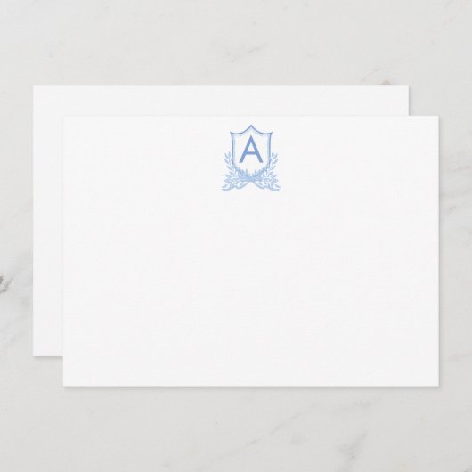 Monogram Crest Gepersonaliseerde Flat Note Kaart Notitiekaartje (Voorkant / Achterkant)