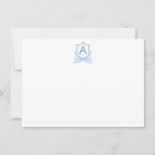 Monogram Crest Gepersonaliseerde Flat Note Kaart Notitiekaartje