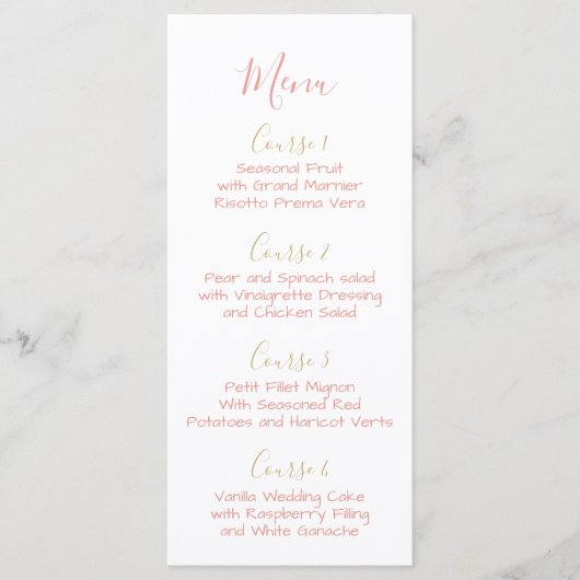 Monogram Crest Gold Blush Bruiloft menu (Voorkant)