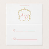Monogram Crest Gold Blush Trouwplaats Kaarten (Buitenkant ongevouwen)