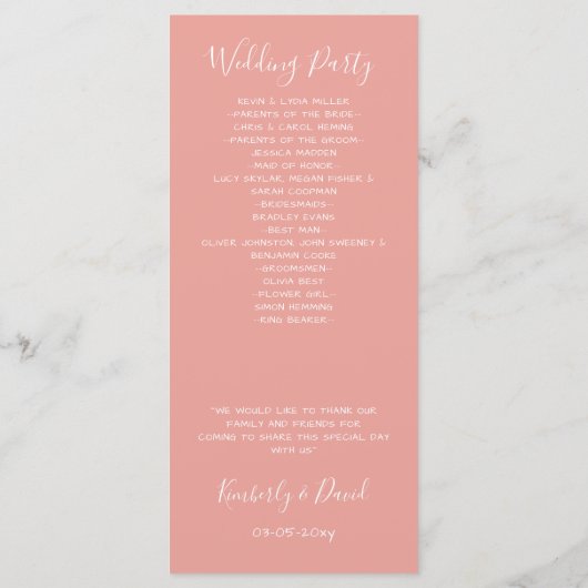 Monogram Crest Gold Blush Trouwprogramma's Programmakaart (Achterkant)