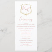 Monogram Crest Gold Blush Trouwprogramma's Programmakaart (Voorkant)