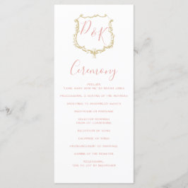 Monogram Crest Gold Blush Trouwprogramma's Programmakaart