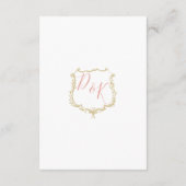 Monogram Crest Gold Blush-verblijfskaarten Informatiekaartje (Achterkant)