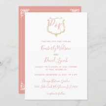 Monogram Crest Gold blush Wedding