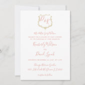Monogram Crest Gold blush Wedding Kaart (Voorkant)