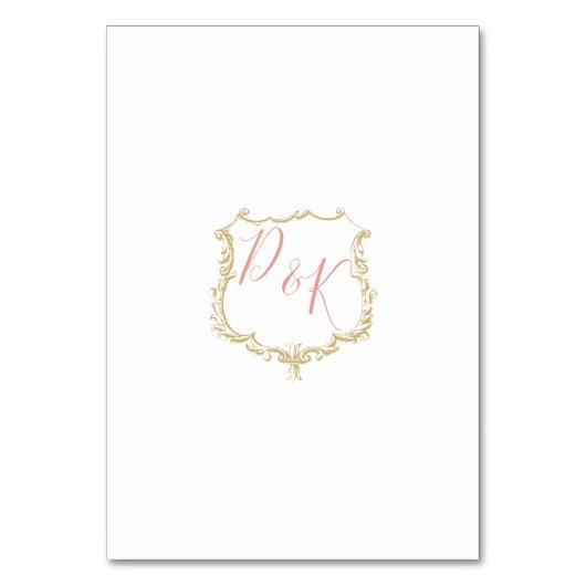 Monogram Crest Gold Blush Wedding-kaarten Kaart (Achterkant)