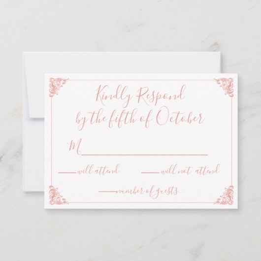 Monogram Crest Gold Blush Wedding rsvp (Voorkant)