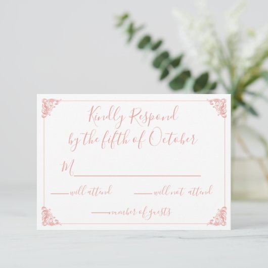 Monogram Crest Gold Blush Wedding rsvp (Staand voorkant)