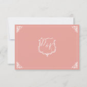 Monogram Crest Gold Blush Wedding rsvp (Achterkant)