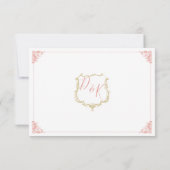 Monogram Crest Gold Blush Wedding rsvp (Achterkant)