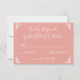 Monogram Crest Gold Blush Wedding rsvp Kaartje