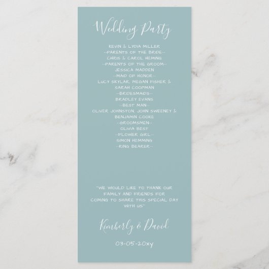 Monogram Crest Gold Dusty blue Trouwprogramma's Programmakaart (Achterkant)