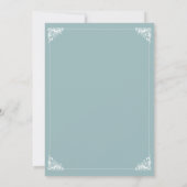 Monogram Crest Gold Dusty Blue Wedding Kaart (Achterkant)