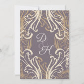 Monogram Crest Gold Paarse Vintage Weddenschap Kaart (Achterkant)