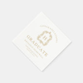 Monogram Crest Gold White Graduation Party Servet (Hoek)
