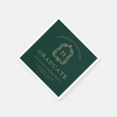 Monogram Crest Green Gold Graduation Party Servet (Hoek)