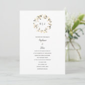 Monogram Crest Grijs Wit Boho Eenvoudige Bruiloft Kaart (Staand voorkant)