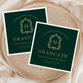 Monogram Crest Groen Goud Afstudeerfeest Servet