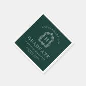 Monogram Crest Groen Wit Graduation Party Servet (Hoek)