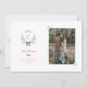 Monogram Crest Holiday-fotokaart Feestdagenkaart (Voorkant)