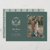 Monogram Crest Holiday-fotokaart Feestdagenkaart (Voorkant / Achterkant)
