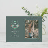 Monogram Crest Holiday-fotokaart Feestdagenkaart (Staand voorkant)