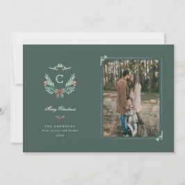 Monogram Crest Holiday-fotokaart Feestdagenkaart