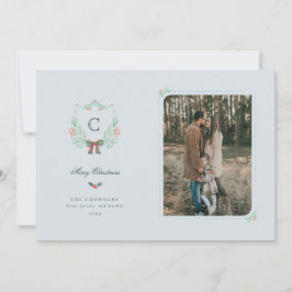 Monogram Crest Holiday-fotokaart Feestdagenkaart