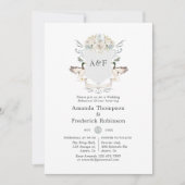 Monogram Crest Lakeside Wedding Rehearsal Dinner Kaart (Voorkant)