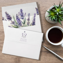 Monogram Crest Lavender Elegant Huwelijk