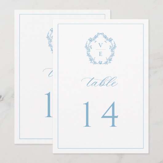  Monogram Crest Lichtblauw Tafelnummer (Voorkant / Achterkant)