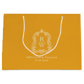 Monogram Crest Marigold Yellow Wedding Groot Cadeauzakje (Voorkant)