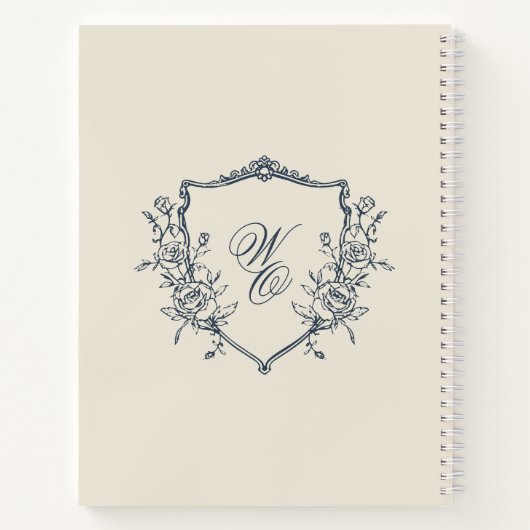 Monogram Crest marine blauw Wedding planner Notitieboek (Achterkant)