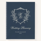 Monogram Crest marine blauw Wedding planner Notitieboek (Voorkant)