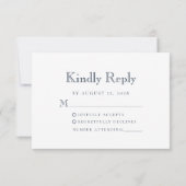 Monogram Crest Marine Blauwe Huwelijk RSVP Kaartje (Achterkant)