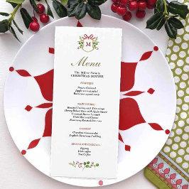 Monogram Crest met Grieks kerstdiner Menu