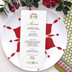 Monogram Crest met Grieks kerstdiner Menu
