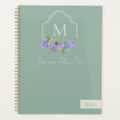 Monogram Crest met Waterverf Paarse Hydrangea Planner (Voorkant)
