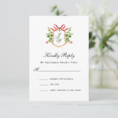 Monogram Crest met wintergroen RSVP (Staand voorkant)