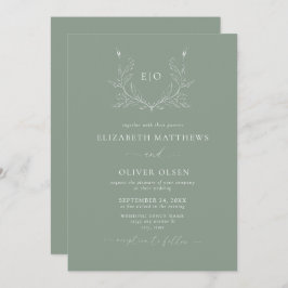 Monogram Crest | Moderne minimalistische bruiloft Kaart