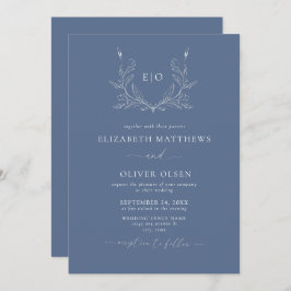 Monogram Crest | Moderne minimalistische bruiloft Kaart