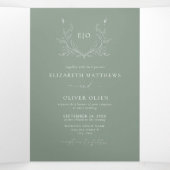 Monogram Crest | Moderne minimalistische trouwfoto Drieluik Uitnodiging (Binnenkant midden)