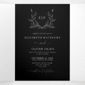 Monogram Crest | Moderne minimalistische trouwfoto Drieluik Uitnodiging (Binnenkant midden)